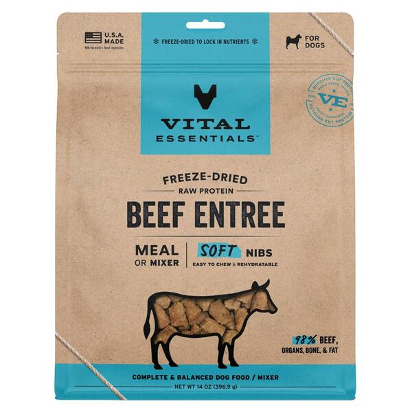 Vital Essentials Freeze-Dried Raw Entree &amp; Mixer Soft Nibs | Beef (14oz)