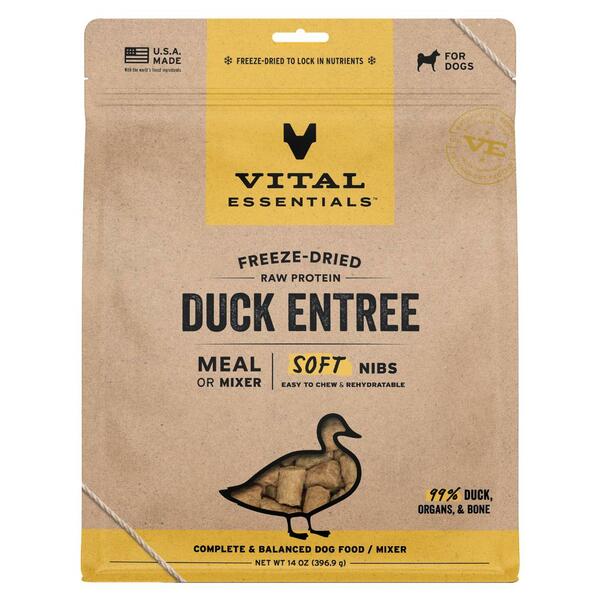 Vital Essentials Freeze-Dried Raw Entree &amp; Mixer Soft Nibs | Duck (14oz)