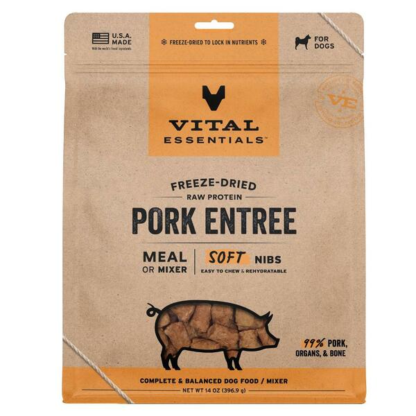 Vital Essentials Freeze-Dried Raw Entree &amp; Mixer Soft Nibs | Pork (14oz)