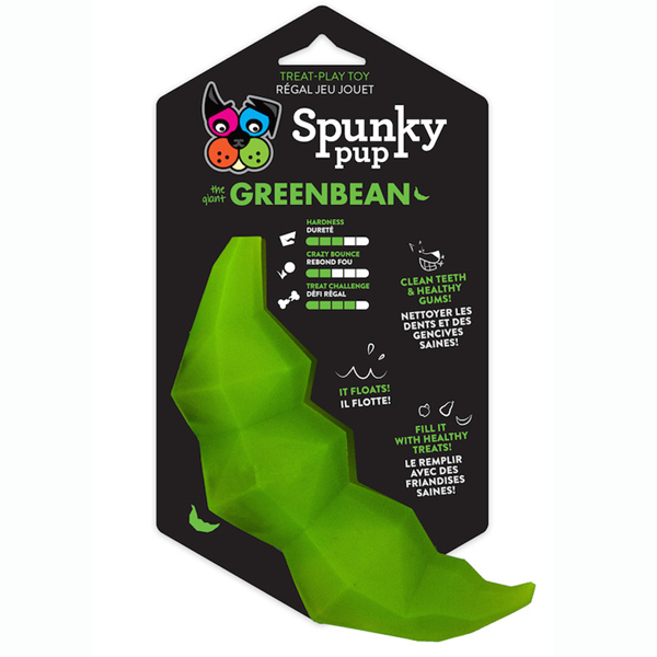 Spunky Pup Treat Holding Green Bean Toy
