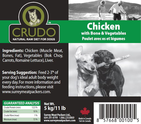 Crudo Chicken with Bone &amp; Vegetables | Dog (11 lbs)