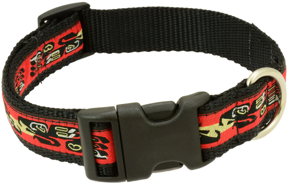 Silverfoot Dog Collar - Bird Biscuit Red BB1 (10&quot;-16&quot;)