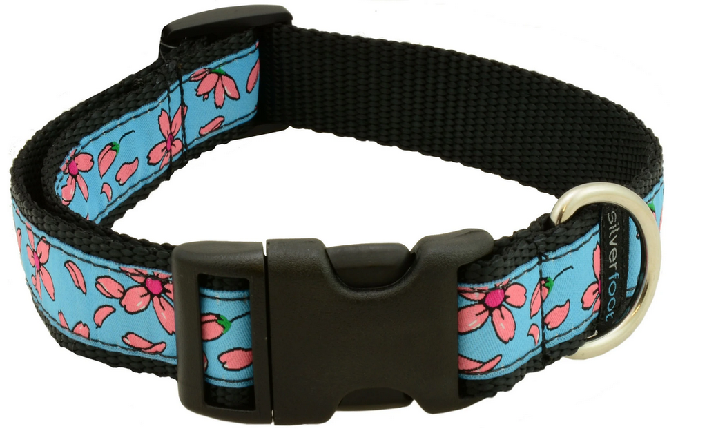 Silverfoot Dog Collar - Wind Flower Blue WF012 (10&quot;-16&quot;)