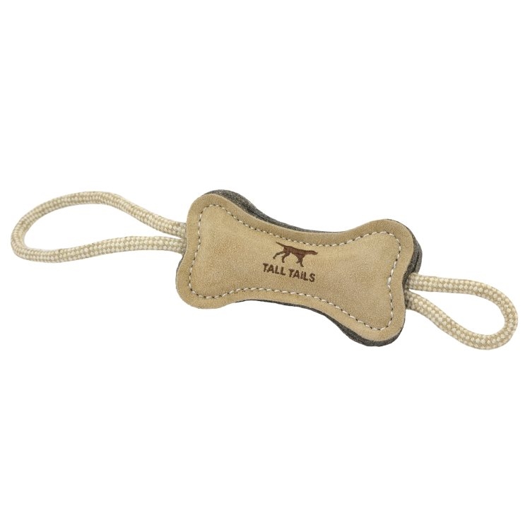 Tall Tails Natural Leather &amp; Wool Bone Tug (16&quot;)