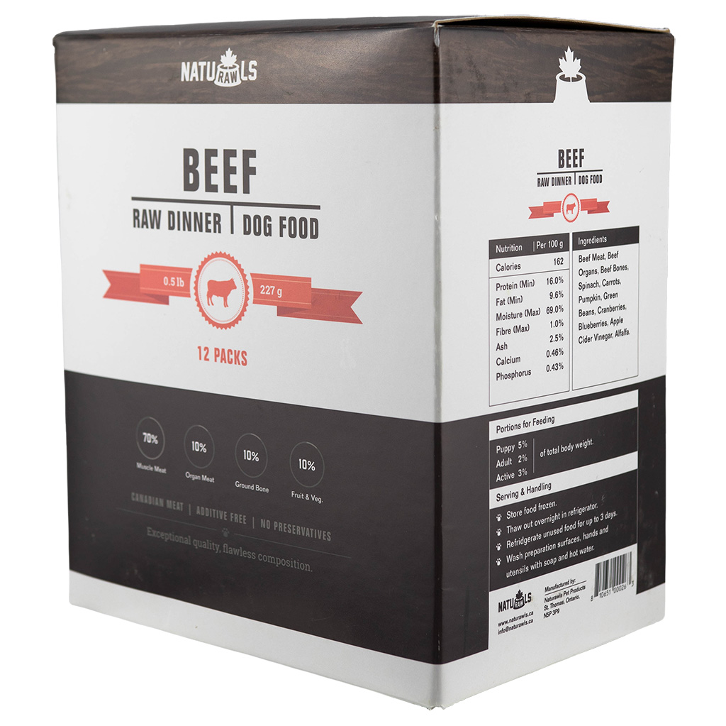 NatuRAWls Beef &amp; Veggie Raw Diet (1/2 Lb) - 12pk