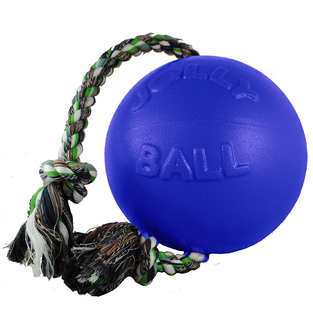 Jolly Pets Romp N Roll w/Rope Blue Ball | Dog Toy