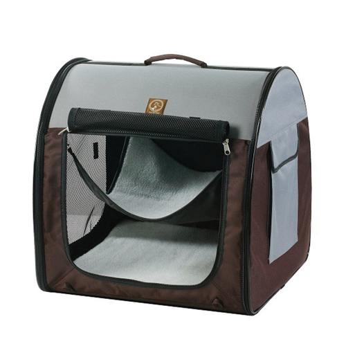 One For Pets - Single Fabric Portable Kennel (Brown/Grey)