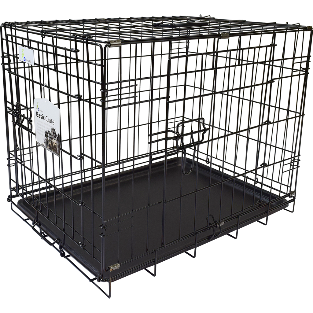 Unleashed Double Door Black Crate (30&quot;L x 19&quot;W x 21&quot;H)