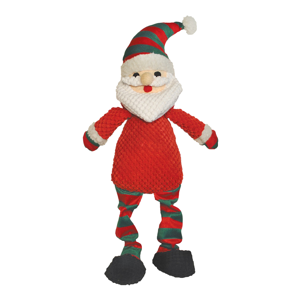 Patchwork Holiday Bungee Leg Santa Toy (18&quot;)