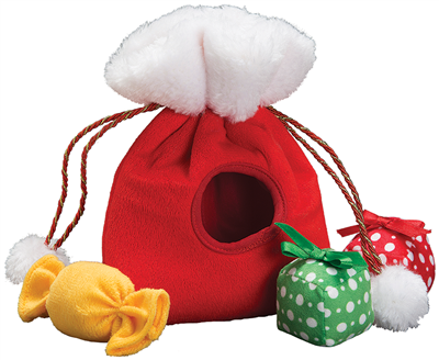 Patchwork Holiday Santa Bag with Presents &amp; Candy (10&quot;)