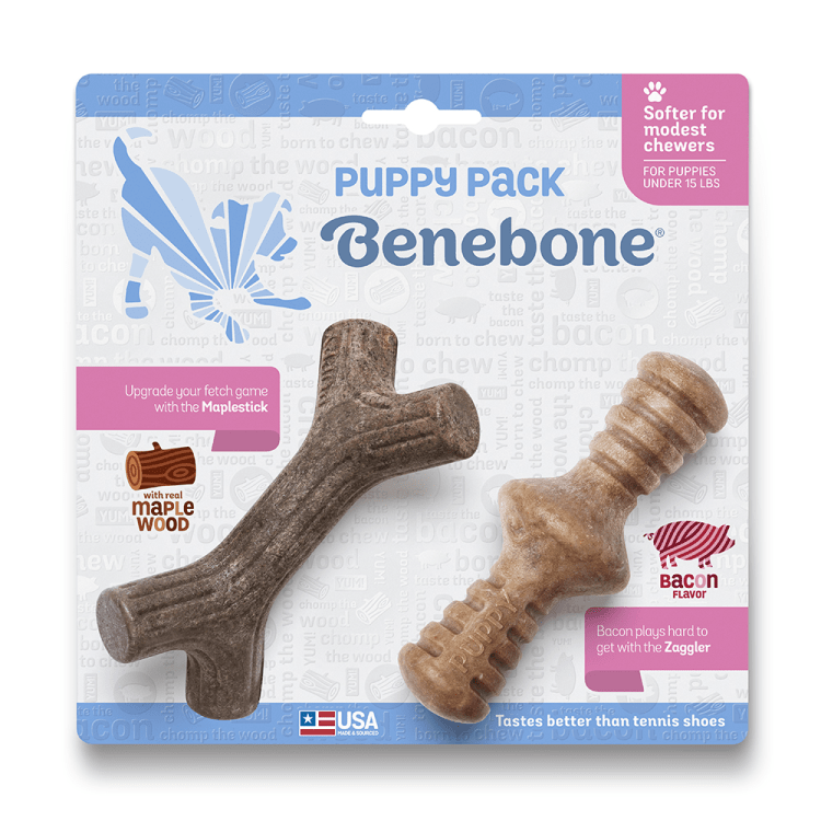 Benebone Puppy Zaggler Bacon Stick 2Pk