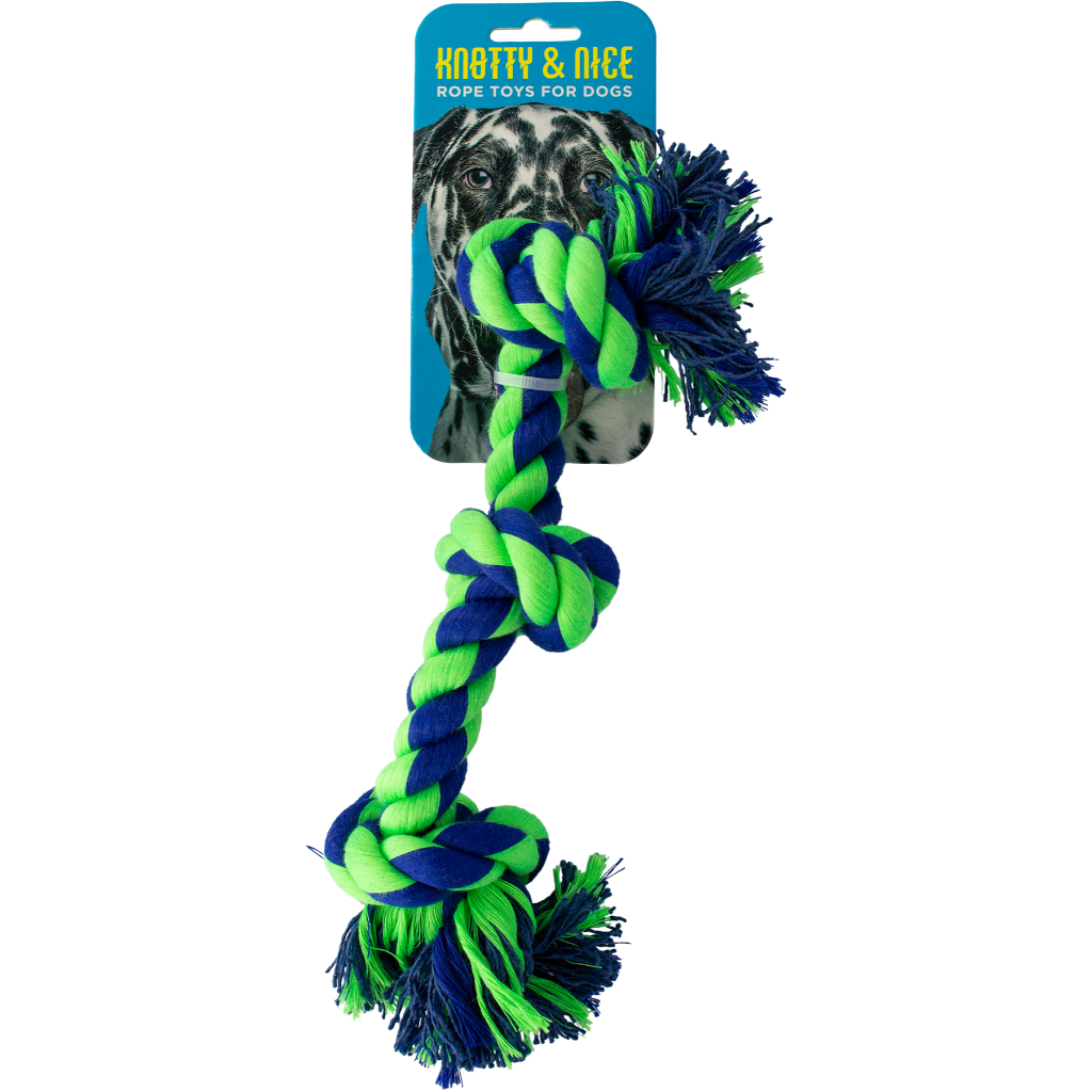 Knotty &amp; Nice Triple Knot Rope Toy | Blue/Green (10&quot;)