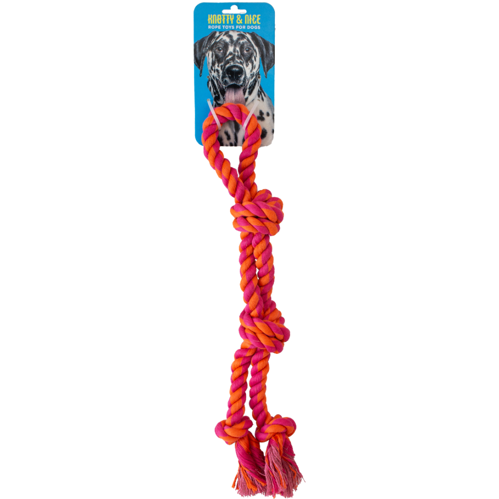 Knotty &amp; Nice Split Rope Toy | Orange/Pink (18&quot;)