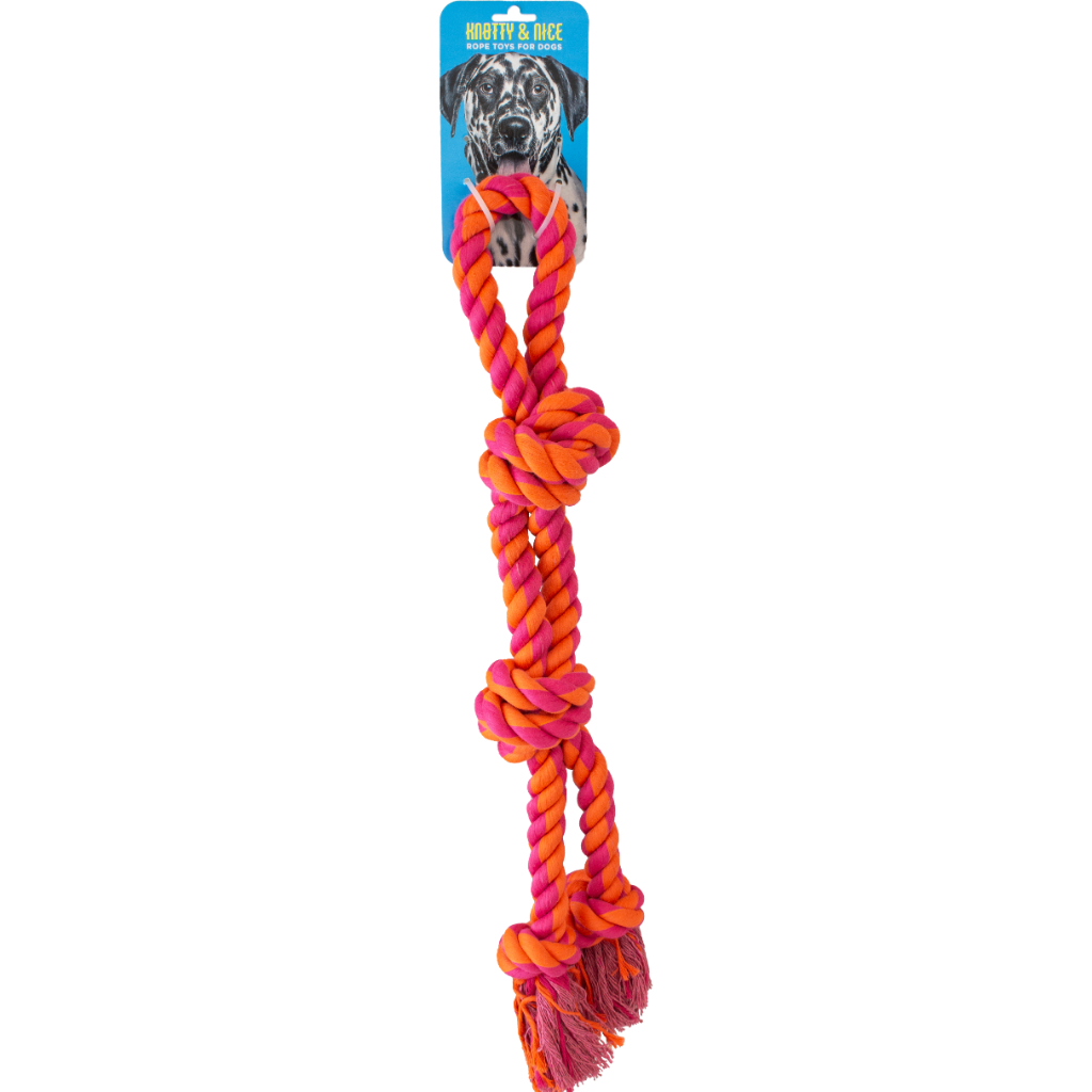 Knotty &amp; Nice Split Rope Toy | Orange/Pink (30&quot;)