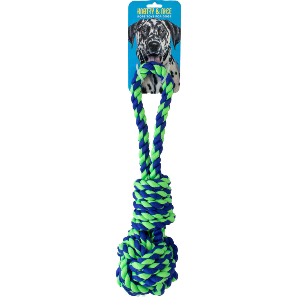 Knotty &amp; Nice Ball &amp; Loop Rope Toy | Blue/Green (16.5&quot;)