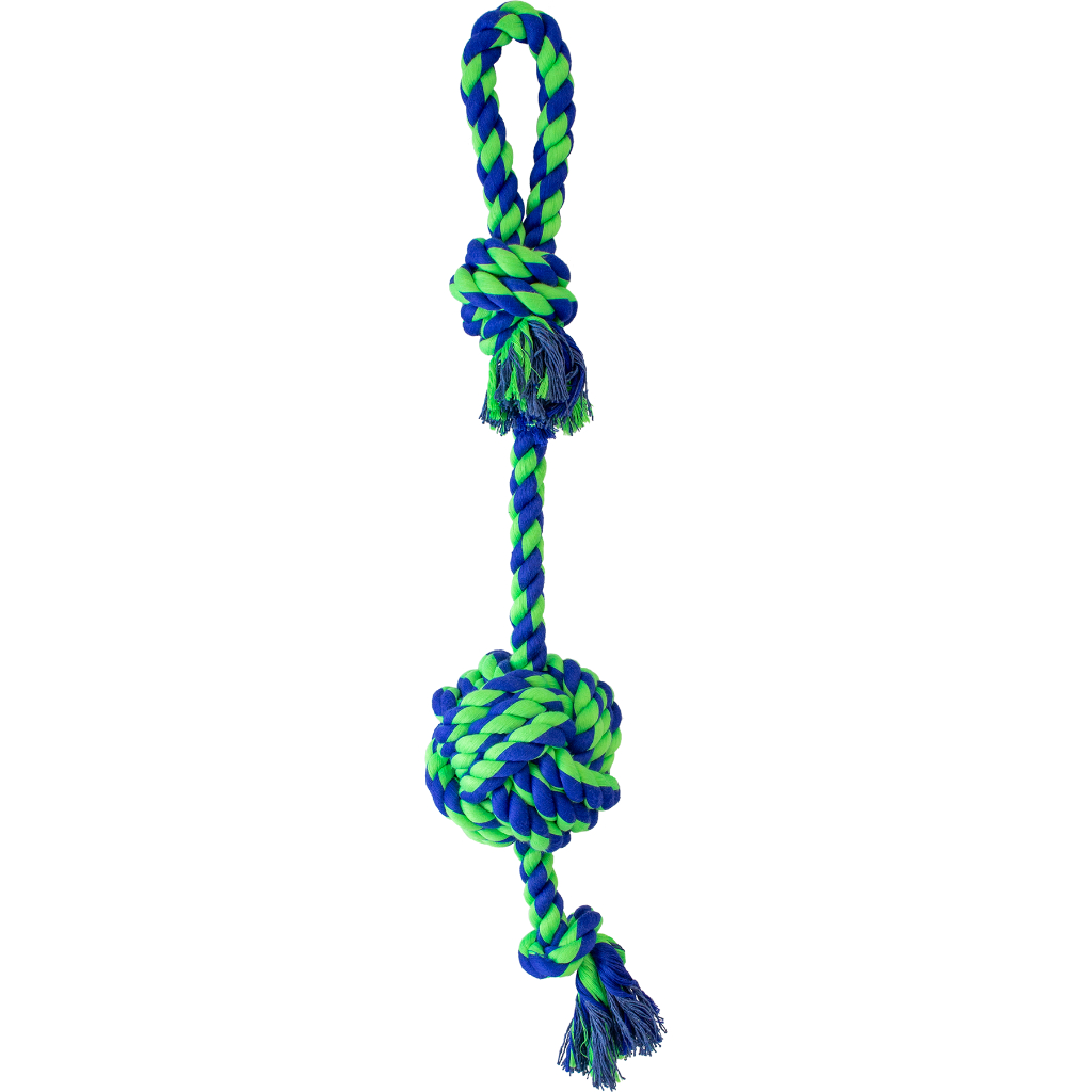 Knotty &amp; Nice Balled Knot Rope Toy | Blue/Green (25&quot;)