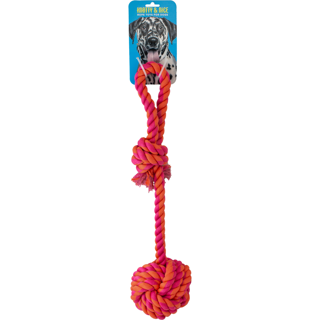 Knotty &amp; Nice Balled Knot Rope Toy | Orange/Pink (17.5&quot;)