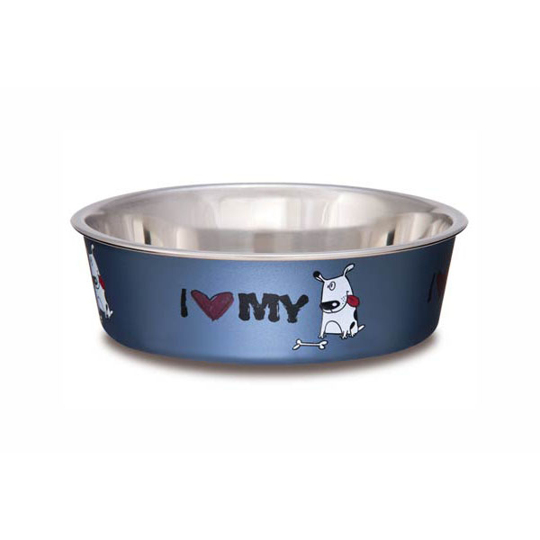 Bella Bowls | I Love My Dog Steel Blue