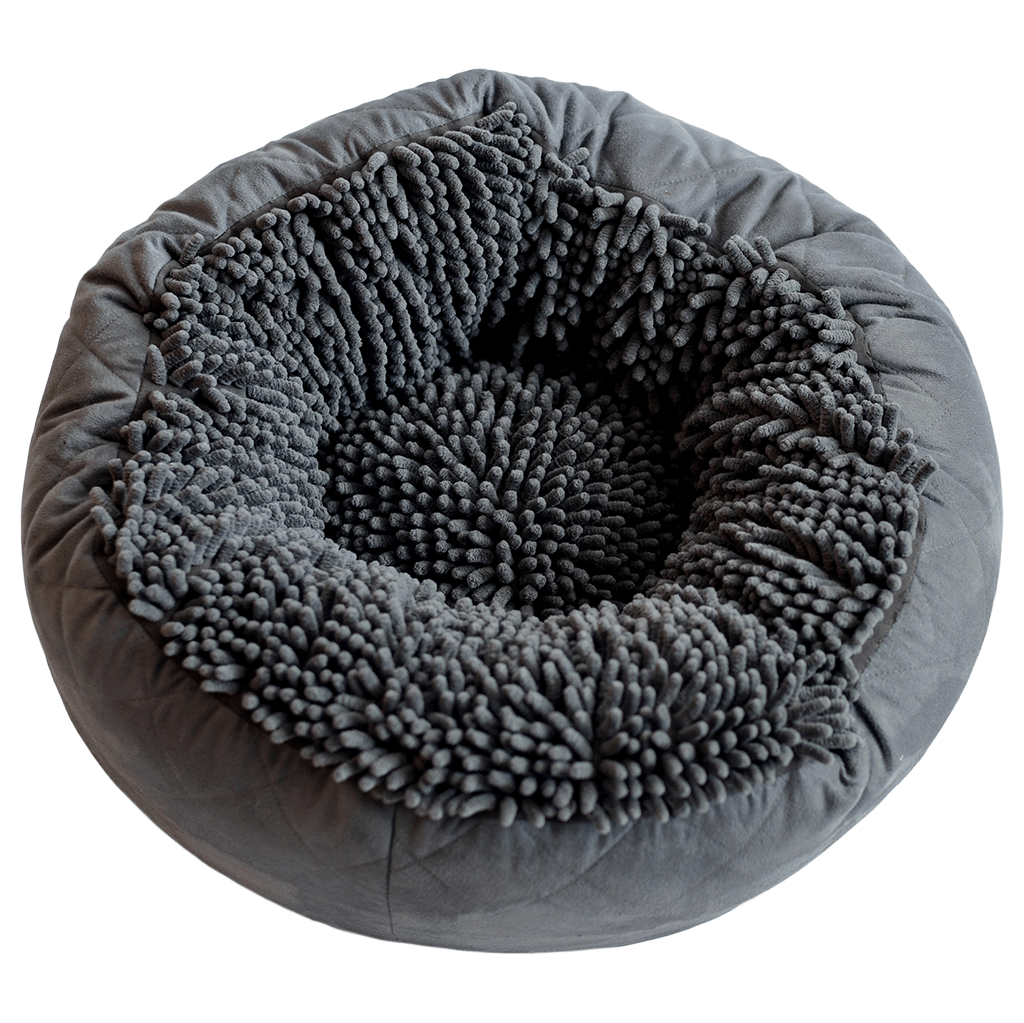 Dirty Dog Round Bed | Grey (18&quot; x 18&quot;)