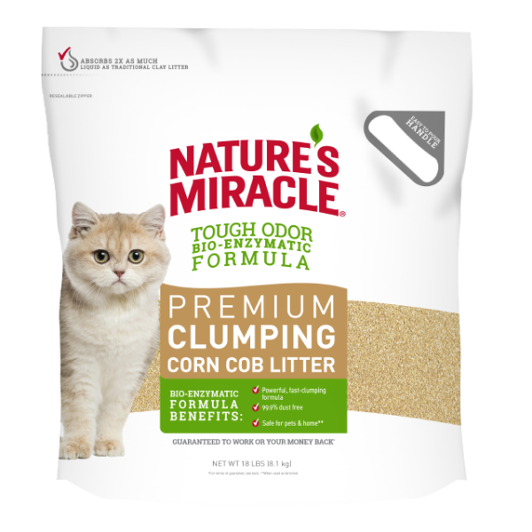 Nature's Miracle Bio-Enzymatic Clumping Corn Cob Cat Litter (18 Lbs)