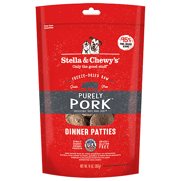Stella &amp; Chewy's Freeze Dried Dinner Patties - Purely Pork | Dog (14oz)