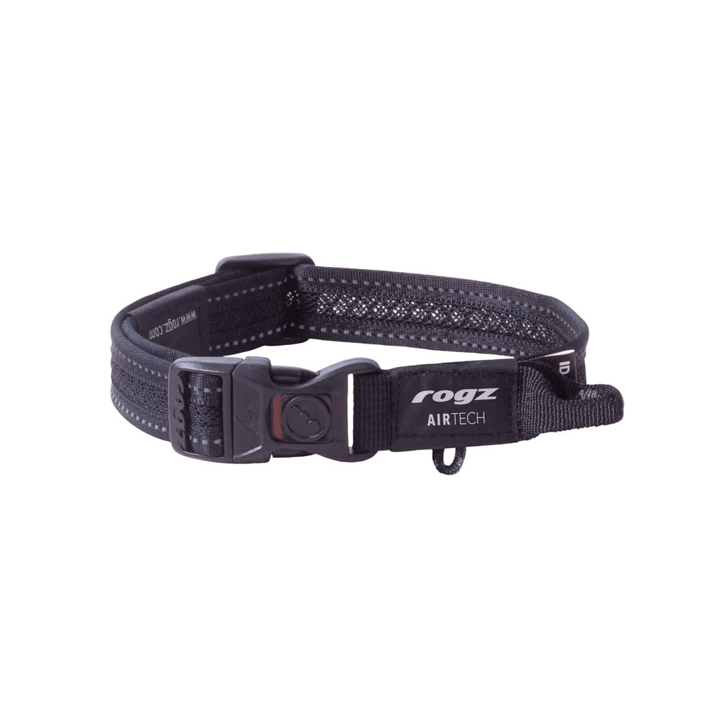 Rogz Classic Collar for Large Dogs | Airtech (Black)