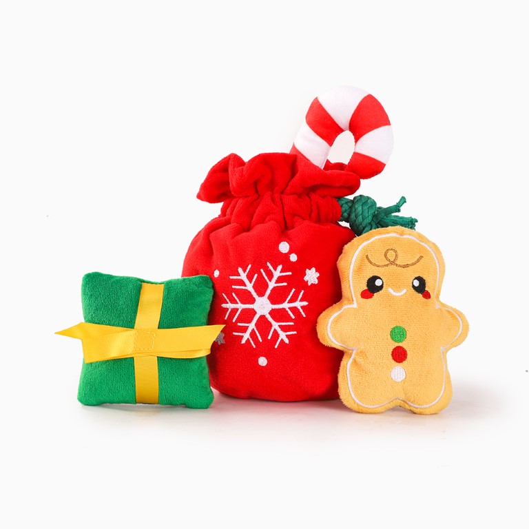 Hugsmart Holiday Christmas Gift Bag | Dog Toy