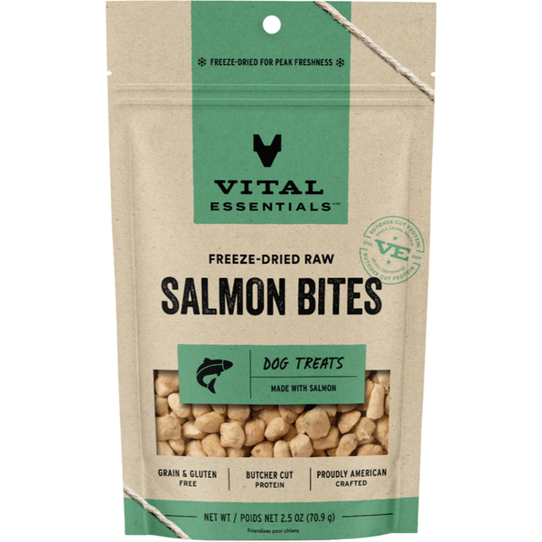 Vital Essentials Freeze-Dried Raw Dog Treats | Salmon Bites (2.5oz)
