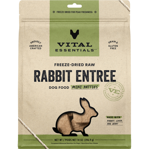 Vital Essentials Freeze-Dried Raw Mini Patties | Rabbit Entree (14oz)