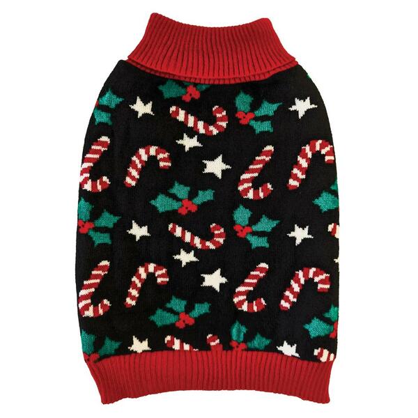 Fashion Pet Holiday Candy Cane Sweater | Black