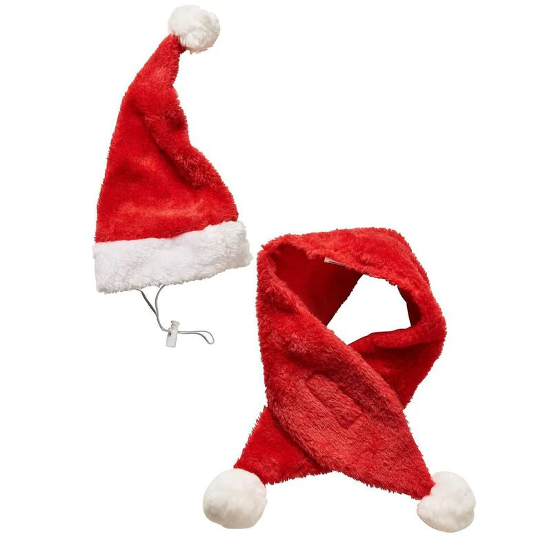 Fashion Pet Holiday Santa Hat/Scarf | Red (One Size)